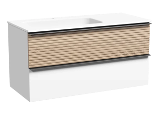 Подвесная тумба под раковину Sancos Delta DL100LW левая 100см дуб светлый/белый